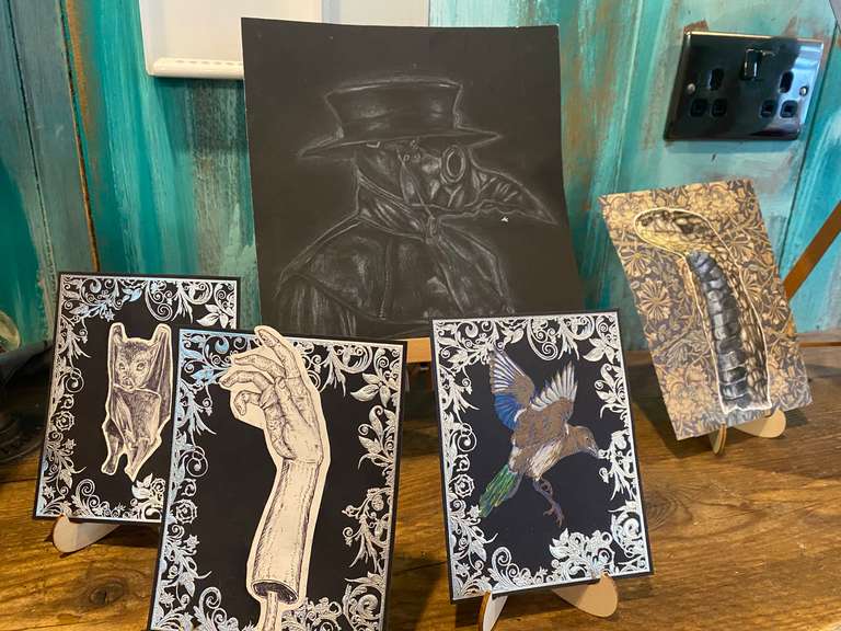 A plague doctor painting