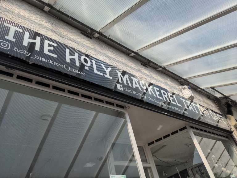 Exterior of the Holy Mackerel Tattoo Cafe in New Brighton 