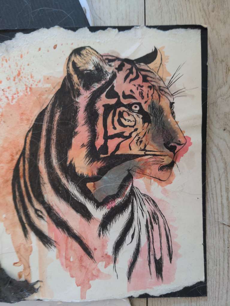 Colourised painting of a tiger